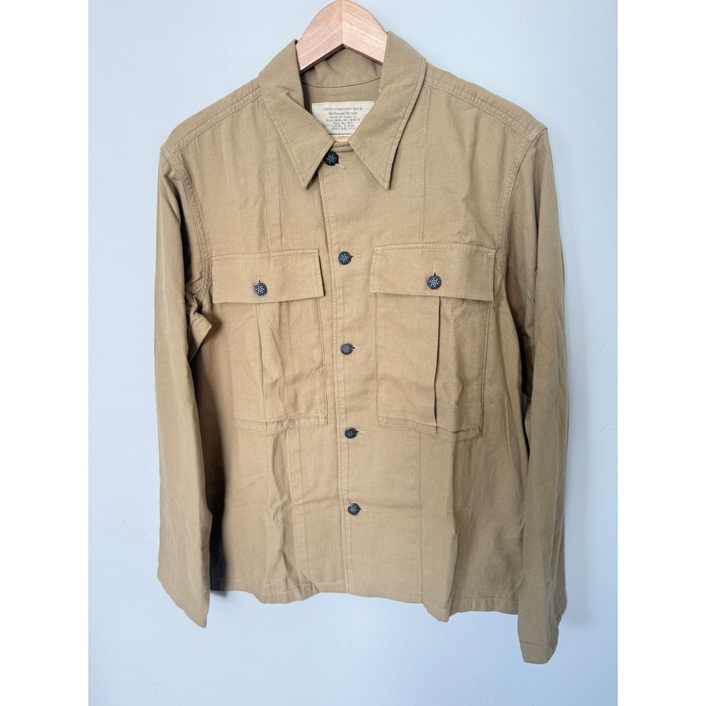 RRL Double RL Dobby Graphic Overshirt Military Stencil Tan Sanforized Jacket M - Picture 3 of 12